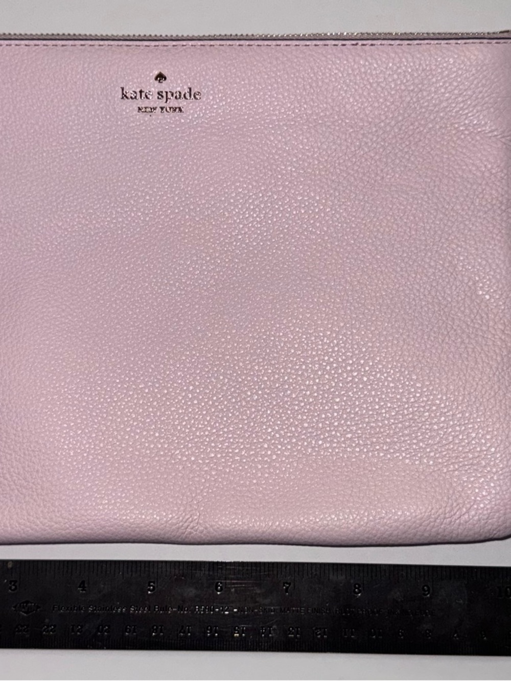kate spade light pink pebbled leather zip cosmetics pouch